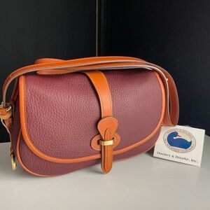 Dooney and Bourke awl Purple Leather equestrian saddle flap bag
